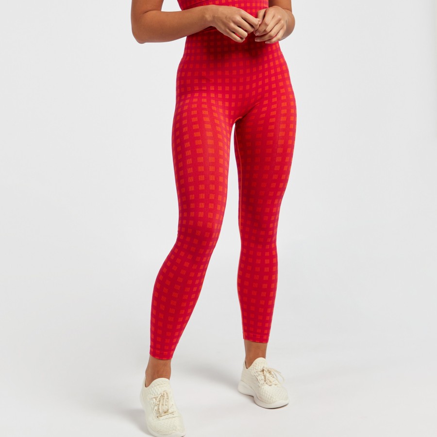 Women MAX Activewear  Checked High-Rise Leggings With Elasticated